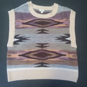 a.n.a Women's Aztec Multicolor Patterned Sweater Vest Size Large